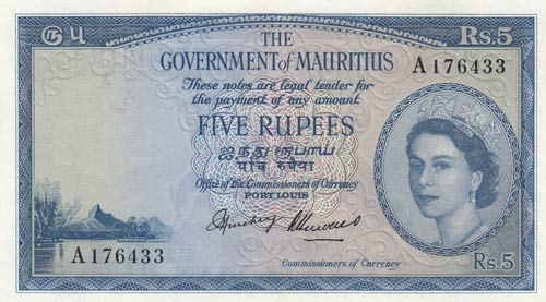 Mauritius, 5 Rupees, 1954, UNC, ... 