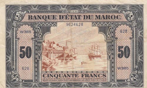 Morocco, 50 Francs, 1944, XF, p26