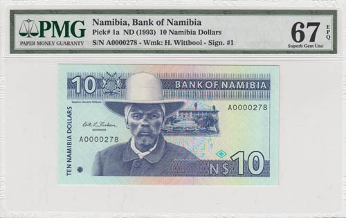 Namibia, 10 Dollars, 1993, UNC, p1a