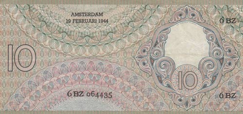 Netherlands, 10 Gulden, 1944, VF ... 