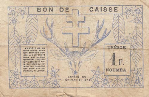New Caledonia, 1 Franc, 1943, ... 