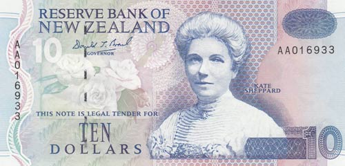 New Zealand, 10 Dollars, 1993, ... 