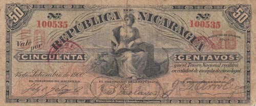 Nicaragua, 50 Centavos, 1900, FINE ... 