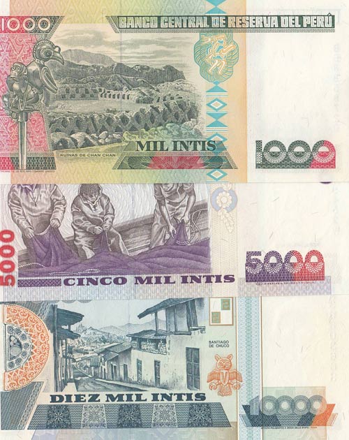 Peru, 1000 İntis, 5000 İntis and ... 