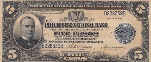 Philippines, 5 Pesos 1921, XF (-), ... 