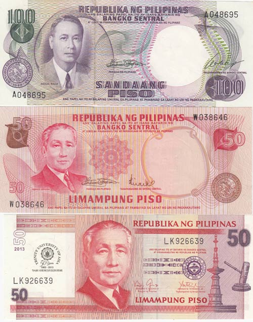 Phillipines, 50 Pesos (2) and 100 ... 