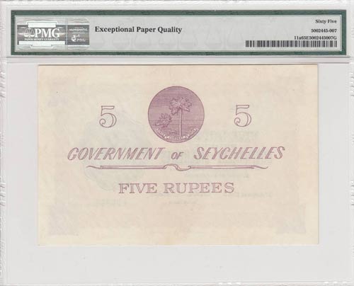 Seychelles, 5 Rupees, 1954, UNC, ... 