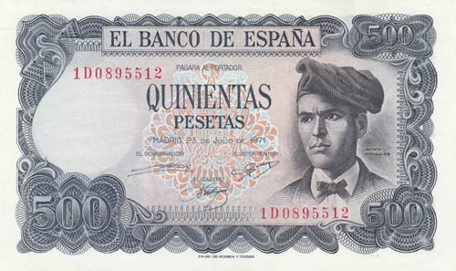 Spain, 500 Pesetas, 1971, UNC, p153