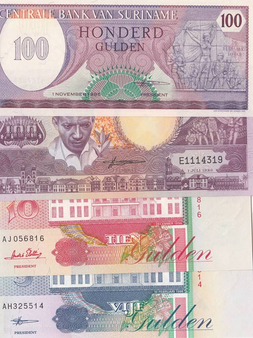 Suriname, 5 Gulden, 10 Gulden and ... 