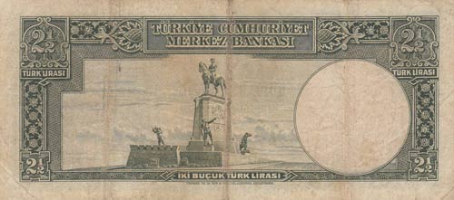Turkey, 2 1/2 Lira, 1939, VF (-), ... 