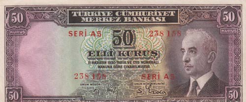 Turkey, 50 Kurush, 1942-1944, UNC, ... 