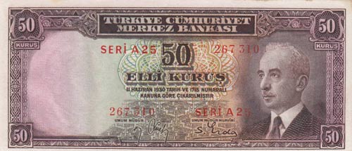 Turkey, 50 Kurush, 1942-1944, UNC ... 