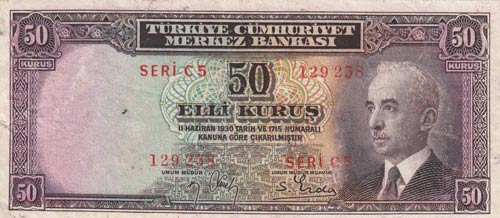 Turkey, 50 Kurush, 1942-1944, XF, ... 