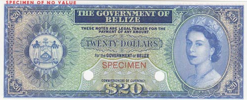 Belize, 20 Dollars, 1974, UNC, ... 