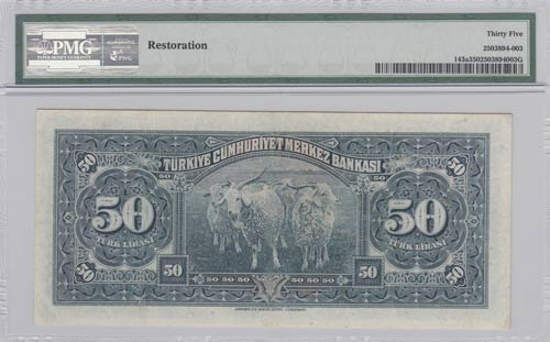 Turkey, 50 Lira, 1947, VF, p143a