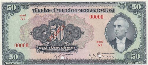 Turkey, 50 TL, 1947, UNC, p143a, ... 