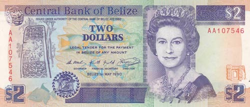 Belize, 2 Dollars, 1990, UNC, p52a