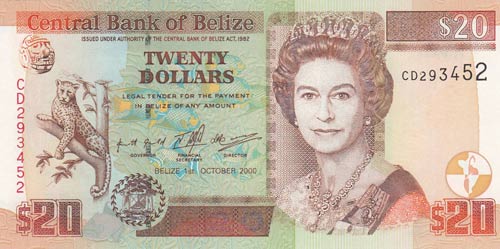 Belize, 20 Dollars, 2000, UNC, p63b