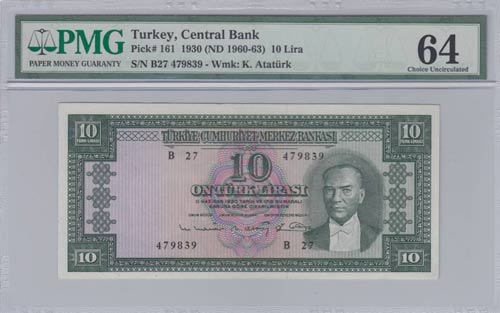 Turkey, 10 Lira, 1963, UNC, p161