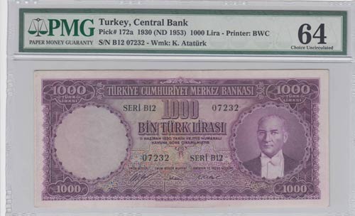 Turkey, 1000 Lira, 1953, UNC, p172