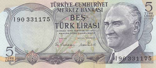Turkey, 5 Lira, 1976, UNC, p185, ... 