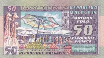 Madagascar, 50 Francs=10 Ariary, ... 