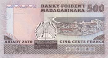 Madagascar, 500 Francs = 100 ... 