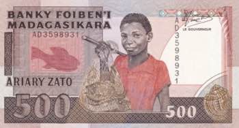 Madagascar, 500 Francs = 100 ... 