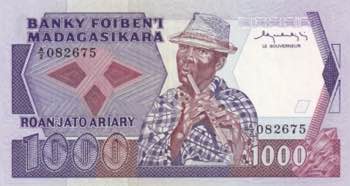 Madagascar, 1.000 Francs=200 ... 