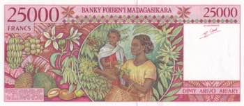 Madagascar, 25.000 Francs=5.000 ... 