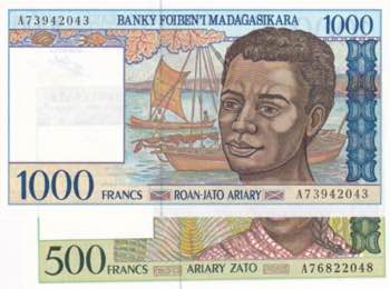 Madagascar, 500-1.000 Francs, ... 