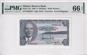 Malawi, 5 Shillings, 1964, UNC, ... 
