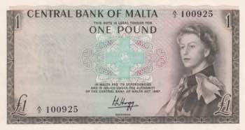 Malta, 1 Pound, 1967, AUNC, p29