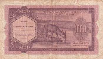 Belgian Congo, 1.000 Francs, 1962, ... 