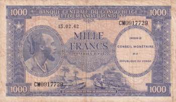 Belgian Congo, 1.000 Francs, 1962, ... 