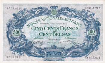 Belgium, 500 Francs-100 Belgas, ... 