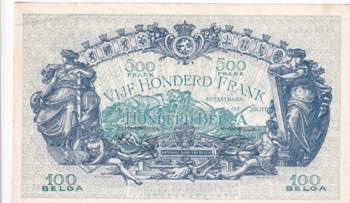 Belgium, 500 Francs, 1943, XF(+), ... 
