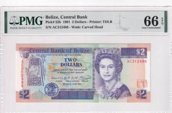 Belize, 2 Dollars, 1991, UNC, p52b