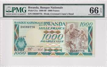 Rwanda, 1.000 Francs, 19988/1989, ... 