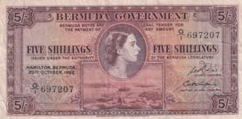 Bermuda, 5 Shillings, 1952, VF, ... 