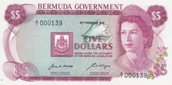 Bermuda, 5 Dollars, 1970, UNC, p24a