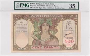 Tahiti, 100 Francs, 1963/1965, VF, ... 