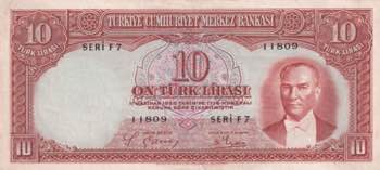 Turkey, 10 Lira, 1938, XF(+), ... 