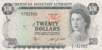 Bermuda, 20 Dollars, 1984, VF, p31c
