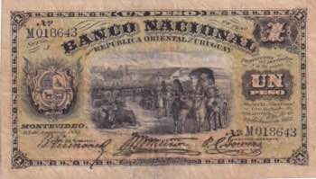 Uruguay, 1 Peso, 1887, VF, pA90a