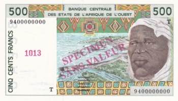 West African States, 500 Francs, ... 