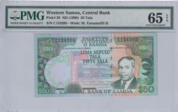 Western Samoa, 50 Taka, 1990, UNC, ... 