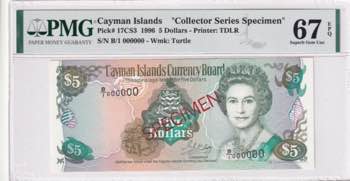Cayman Islands, 5 Dollars, 1996, ... 