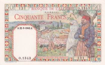 Algeria, 50 Francs, 1942, UNC, p87