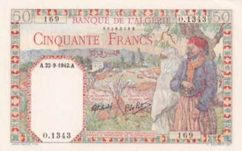 Algeria, 50 Francs, 1942, UNC, p87